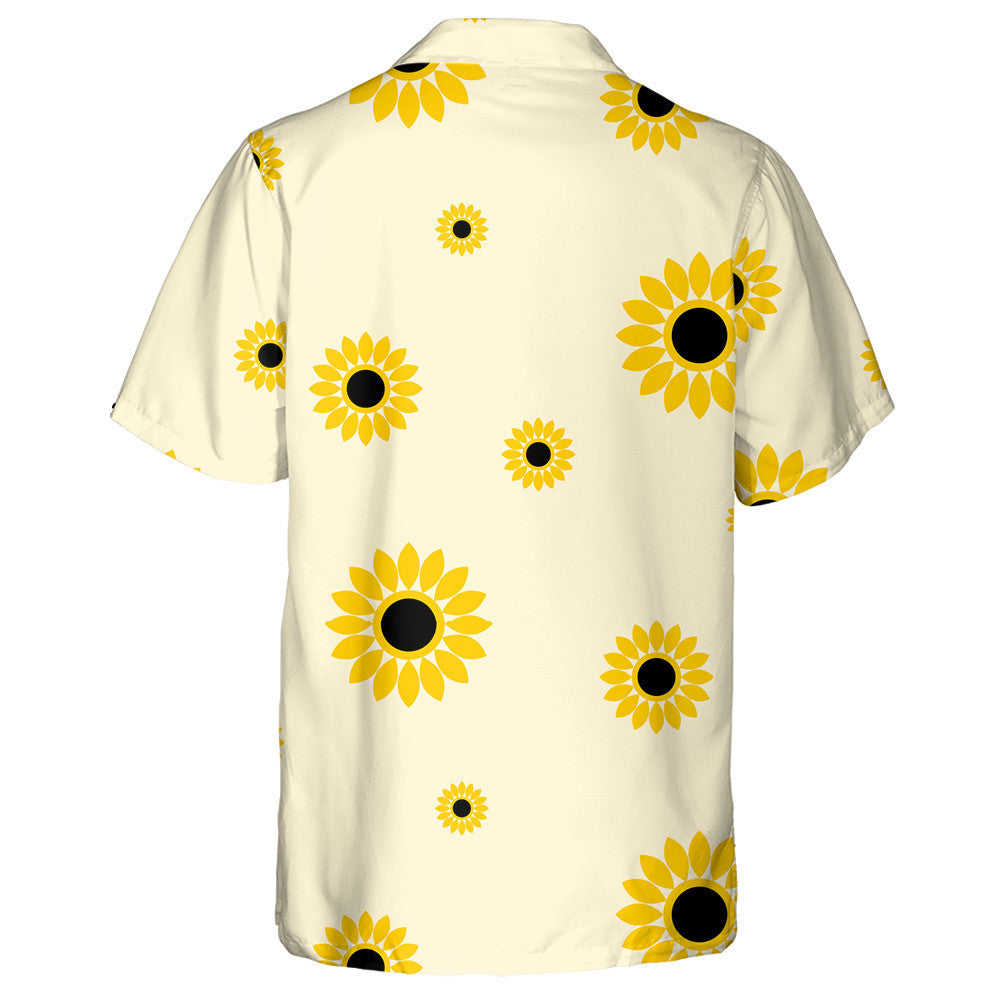 Illustrated Yellow Sunflower Blooming On Pastel Background Hawaiian Shirt, Hawaiian Shirt Gift, Christmas Gift
