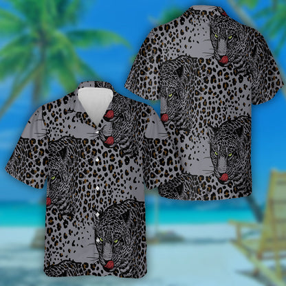 Liopards Le Ainmhithe Fiadhúlra Stíl Nua-Aimseartha Beast Léine Haváís, Bronntanas Léine Haváís, Bronntanas Nollag