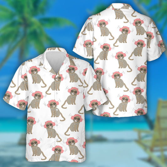 Cats Listening To Music On Headphones Hawaiian Shirt, Hawaiian For Gift