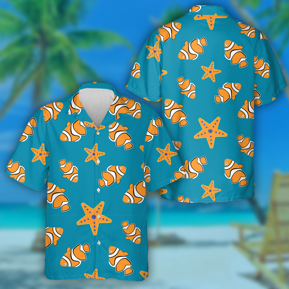 Iasc Pretty Oráiste Agus Réaltiasc ar an gCúlra Gorm Léine Haváís, Bronntanas Léine Haváíais, Bronntanas Nollag