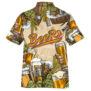 Green Tropical Beer Pattern Design Hawaiian Shirt,Hawaiian Shirt Gift, Christmas Gift