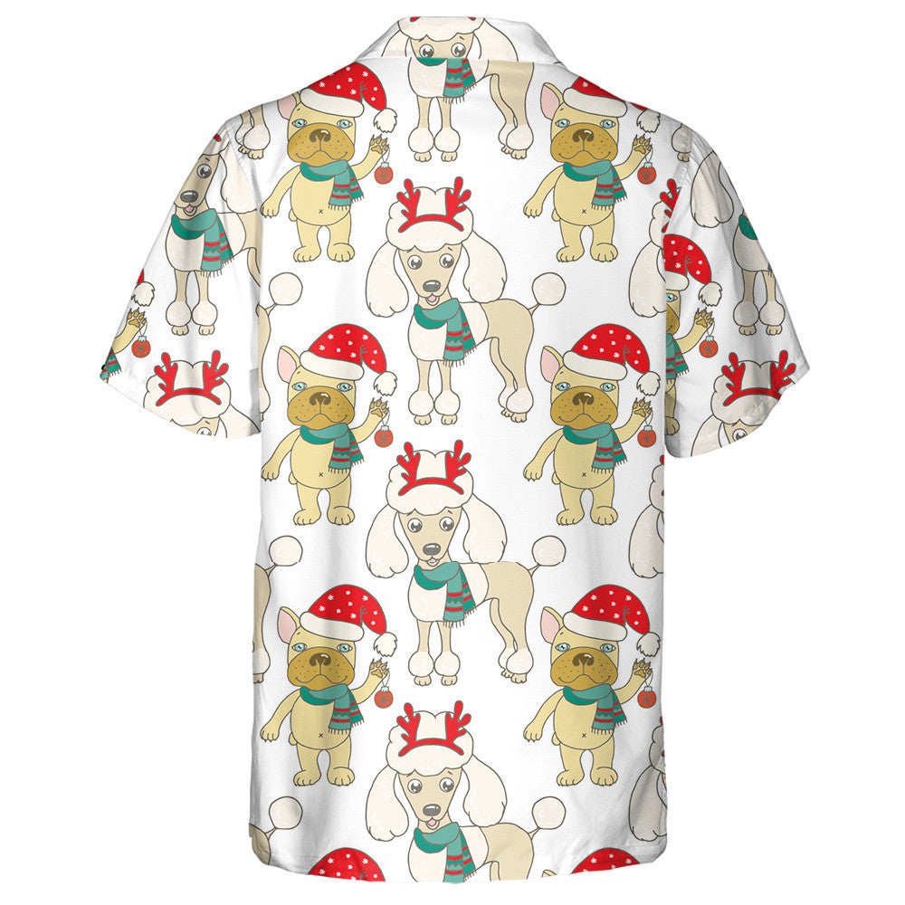 Christmas Cute Poodle Wearing Deer Horn Hawaiian Shirt, Hawaiian Shirt Gift, Christmas Gift