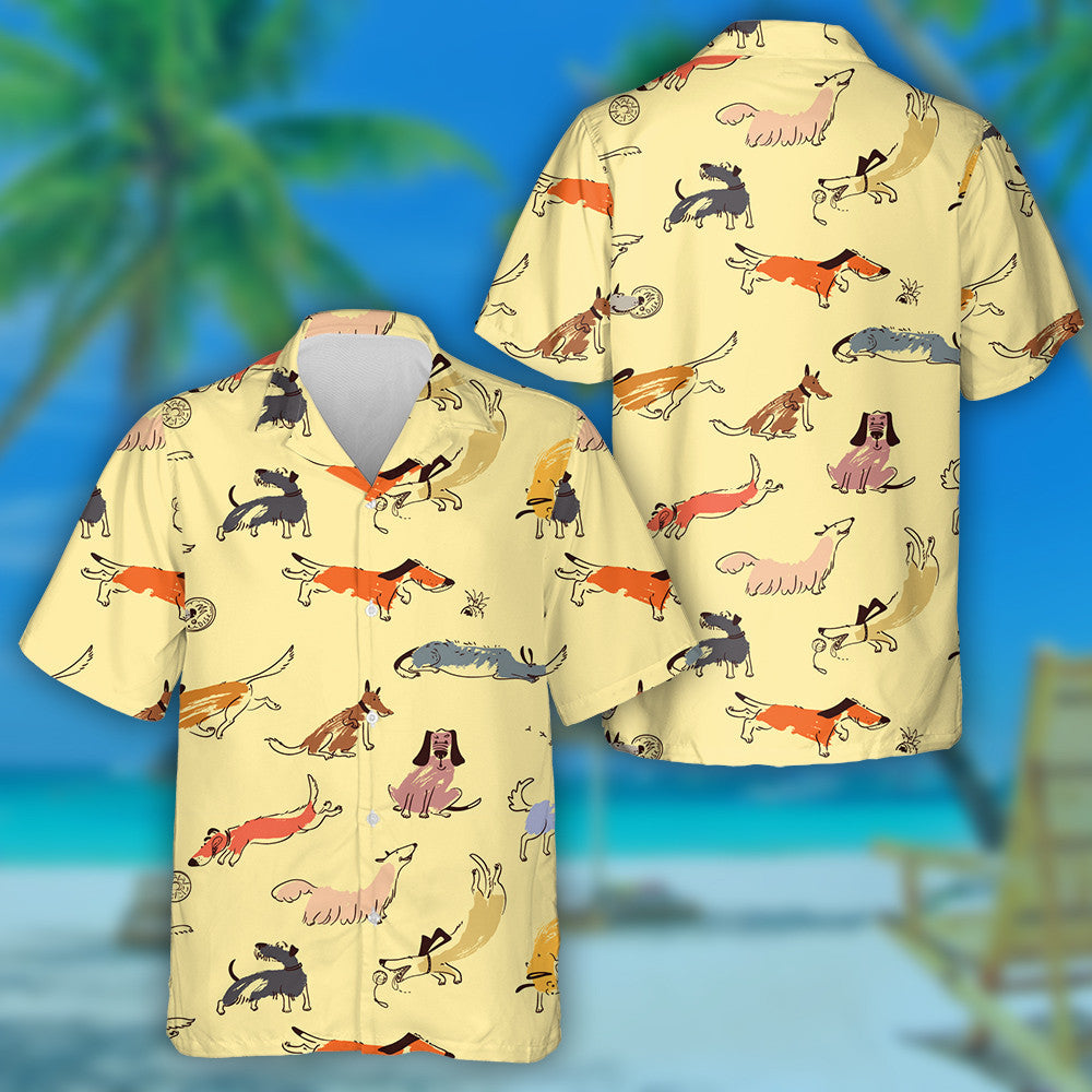 Playing Dog With Disk Isolated Background Hawaiian Shirt,Hawaiian Shirt Gift, Christmas Gift