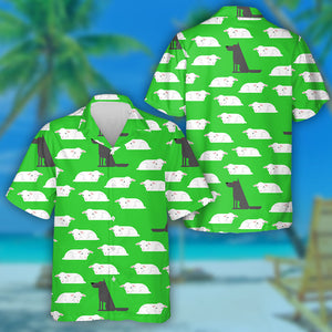 Wolf And Sheep On Green Background Hawaiian Shirt, Hwaiian For Gift