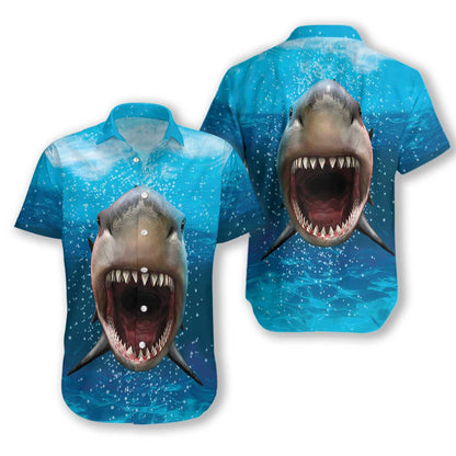 Ocean Life Of Shark Mouth Design Hawaiian Shirt,Hawaiian Shirt Gift, Christmas Gift
