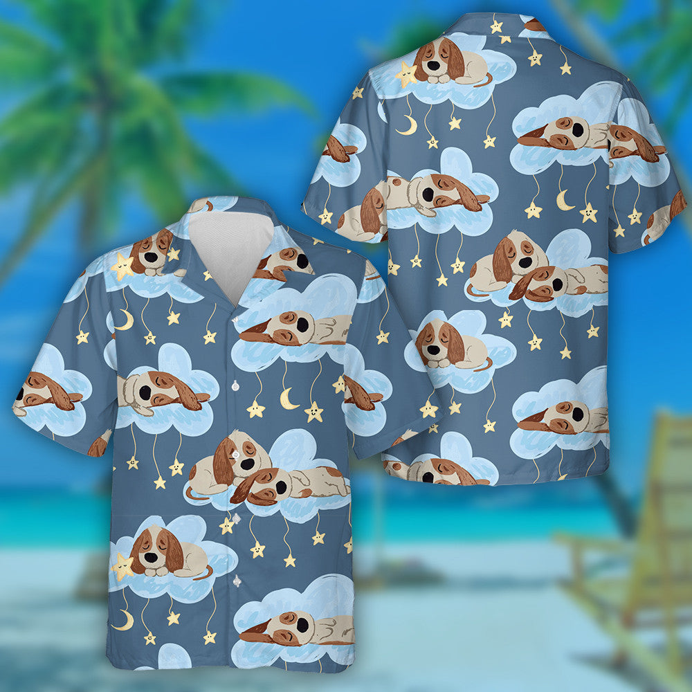 Cute Beagle Dog Sweet Dreams Background Hawaiian Shirt, Hawaiian Shirt Gift, Christmas Gift