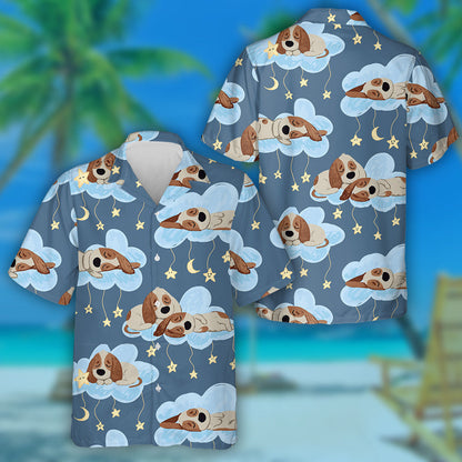 Cute Beagle Dog Sweet Dreams Background Hawaiian Shirt, Hawaiian Shirt Gift, Christmas Gift