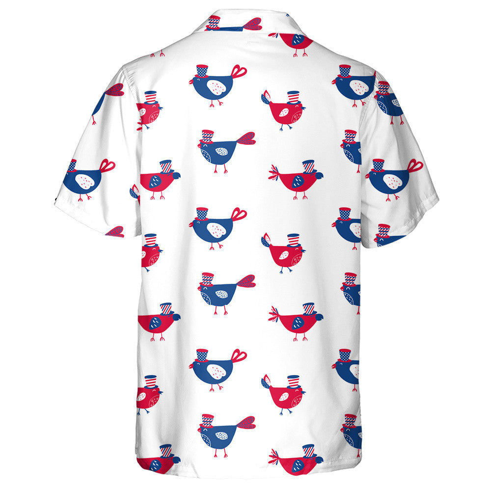 American Patriotic Birds In Hats Illustration Pattern Hawaiian Shirt, Hawaiian Shirt Gift, Christmas Gift