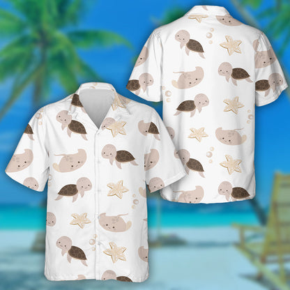 Sea Turtles With Stingray And Starfish Hawaiian Shirt,Hawaiian Shirt Gift, Christmas Gift