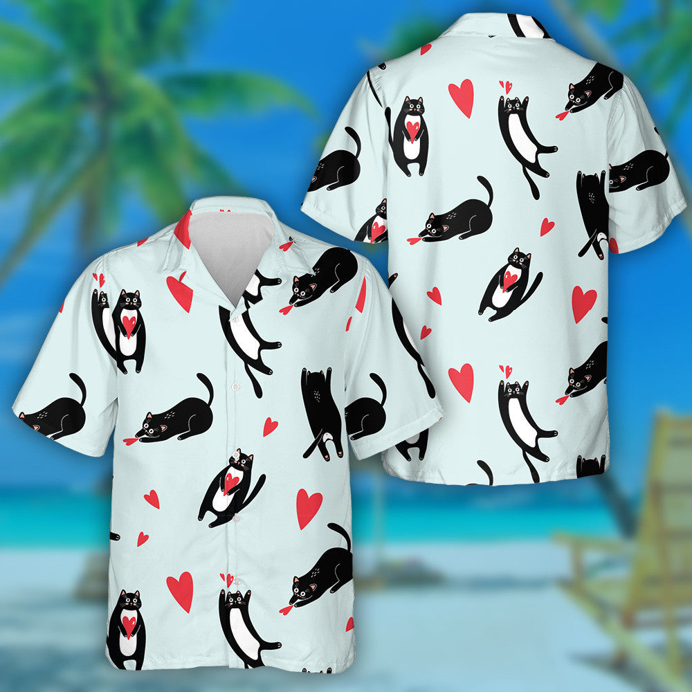 Cait agus Croí Intíre Dubha ar Chúlra Gorm Léine Haváís, Bronntanas Léine Haváíais, Bronntanas Nollag