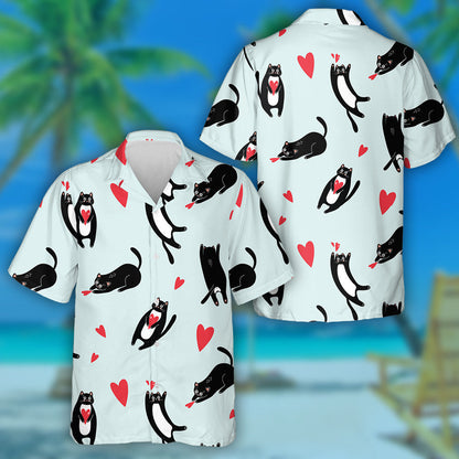 Cait agus Croí Intíre Dubha ar Chúlra Gorm Léine Haváís, Bronntanas Léine Haváíais, Bronntanas Nollag