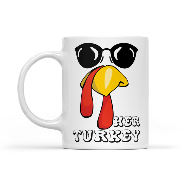 Funny Matching Thanksgiving Couples Gift For Men Her Turkey White Mug Gift For Christmas