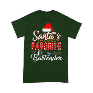 Santa's Favorite Bartender Funny Christmas Gift - Standard T-shirt  Tee Shirt Gift For Christmas