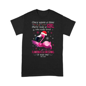 Once Upon A Time There Was A Girl Funny Flamingos Christmas  Tee Shirt Gift For Christmas