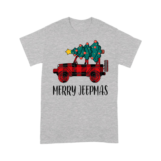 Merry Jeepmas Buffalo Plaid Pattern Jeep Greannmhar Nollag Tee Shirt Bronntanais Don Nollaig