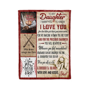 To my daughter I want you to know I love you baseball Christmas fleece blanket unique family gift idea