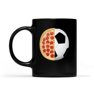 Pizza & Soccer Print Graphic - Funny Pizza & Soccer Lovers  Black Mug Gift For Christmas