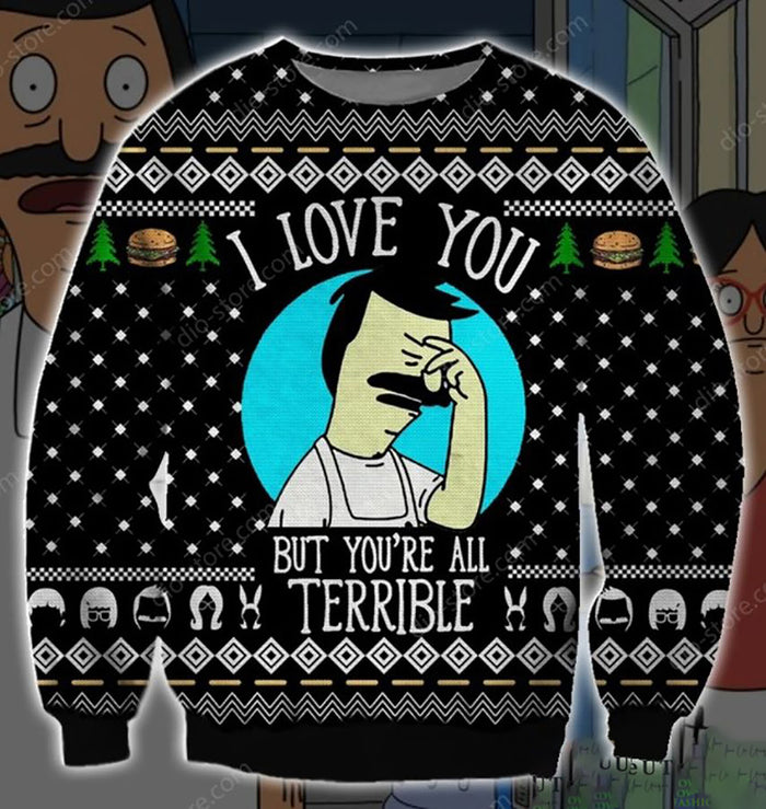 Bobs Burgers Pattern 3D Christmas Ugly Sweater, Christmas Ugly Sweater, Christmas Gift, Gift Christmas 2022