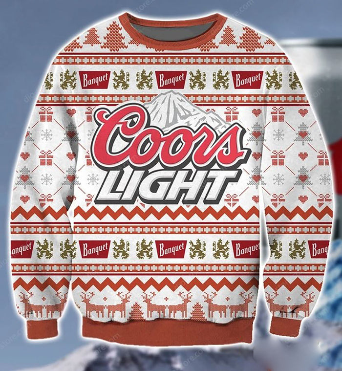 Coors Light Logo 3D Christmas Ugly Sweater, Christmas Ugly Sweater, Christmas Gift, Gift Christmas 2022