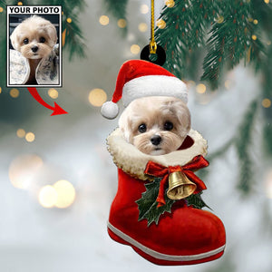 Personalized Gift For Pet Lovers Pet In Santa Shoes, Pet Love Gift, Christmas Ornament, Christmas Gift