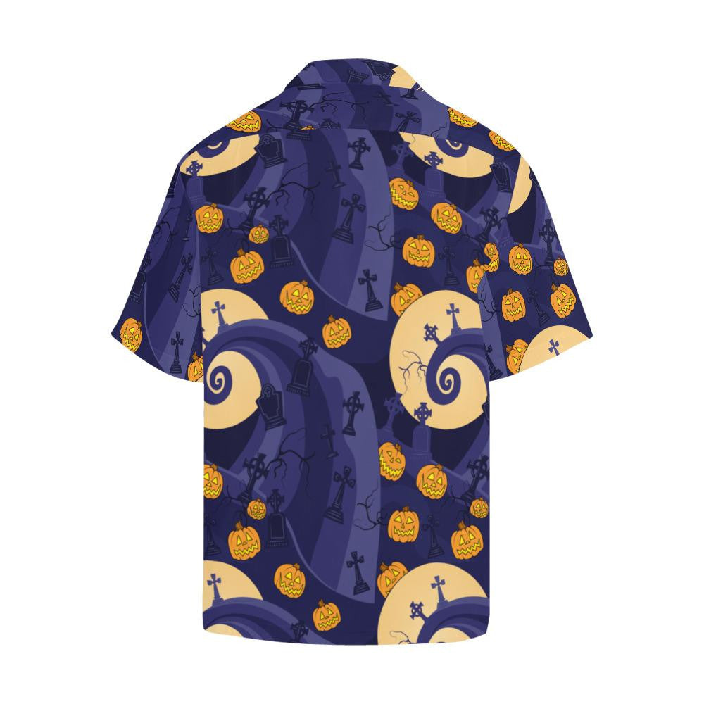 Happy Halloween Cute Jack's Hill Pattern Hawaiian Shirt, Hawaiian Shirt Gift, Christmas Gift