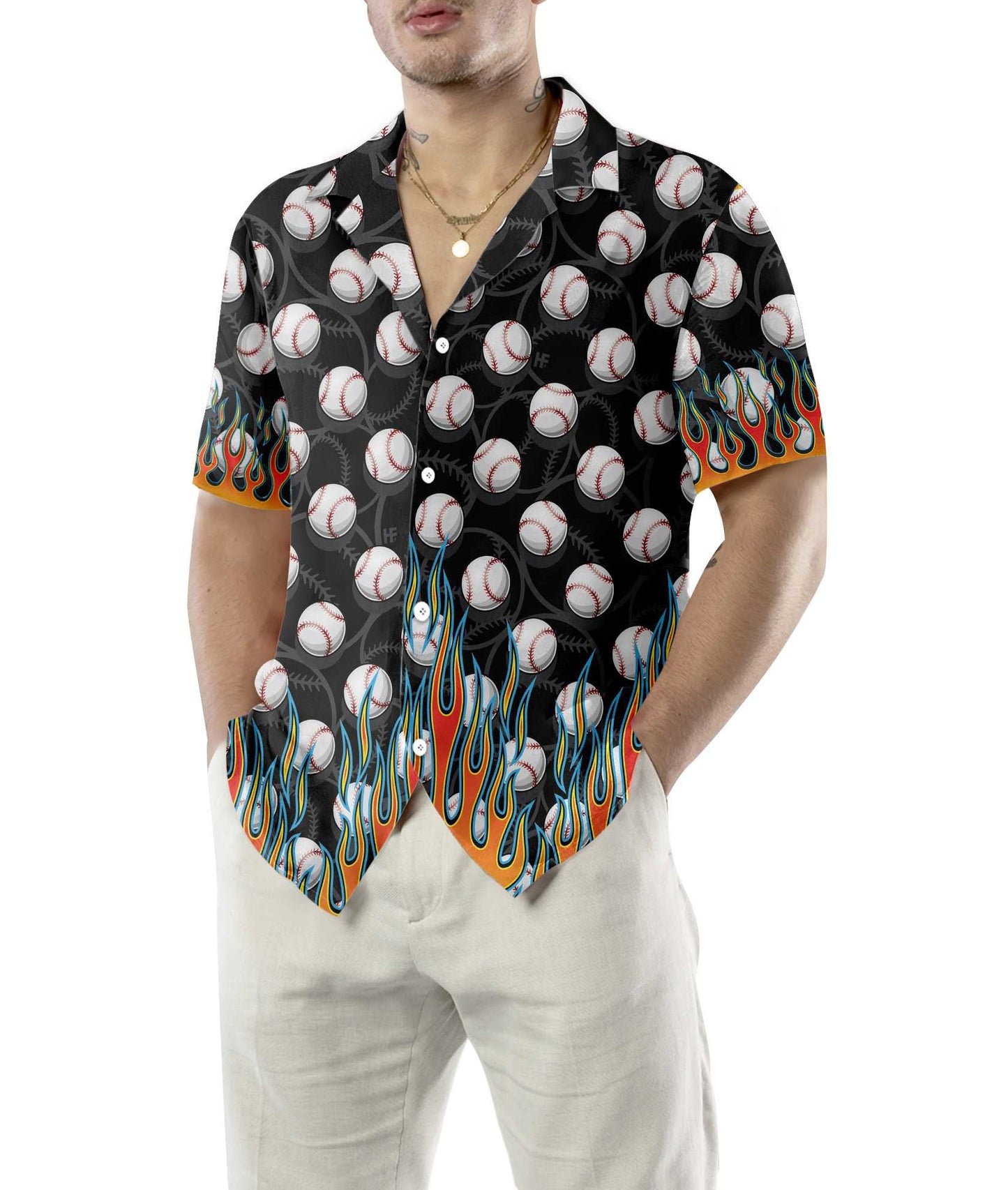 The Passion Of Sport Flame Baseballs Design Hawaiian Shirt, Hawaiian Shirt Gift, Christmas Gift