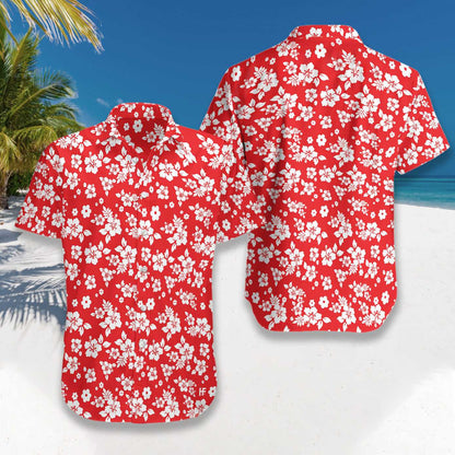 Dearadh Bláth ar Chúlra Dearg Léine Haváí, Bronntanas Léine Haváí, Bronntanas Nollag