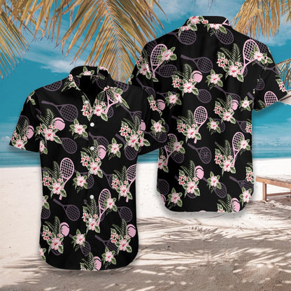 Tropical Tennis With Black Skin Pattern Hawaiian Shirt, Hawaiian For Gift