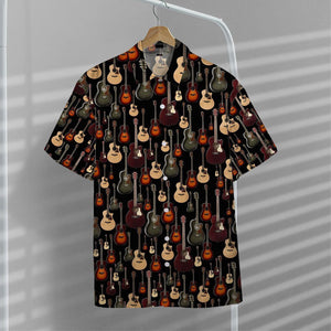Acoustic Guitar Tropical Background Design Hawaiian Shirt, Hawaiian For Gift