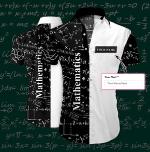 Mathematics Black And White Design Custom Name Hawaiian Shirt, Hawaiian Shirt Gift, Christmas Gift