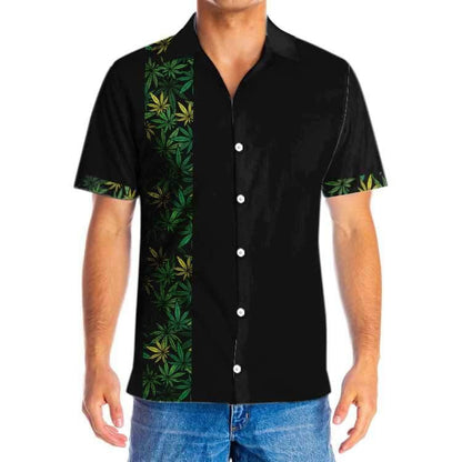 Black Background Retro Cannabis Marijuana Design Hawaiian Shirt, Hawaiian For Gift