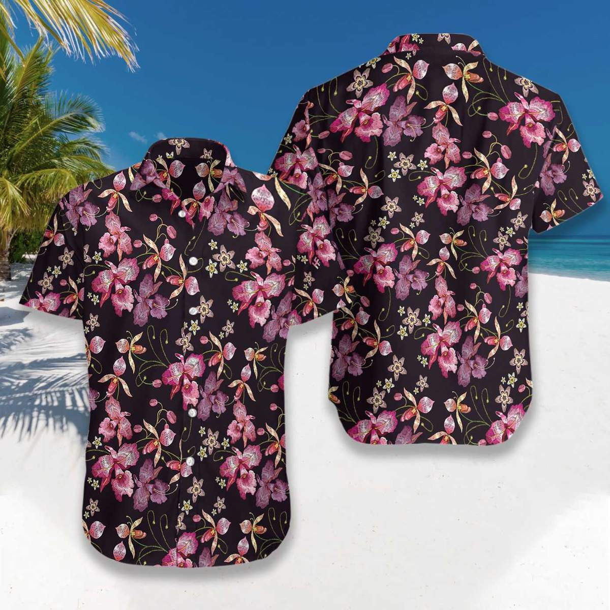 Bláth Bándearg Ar Phatrún Cúlra Dubh Léine Haváís, Bronntanas Léine Haváíais, Bronntanas Nollag