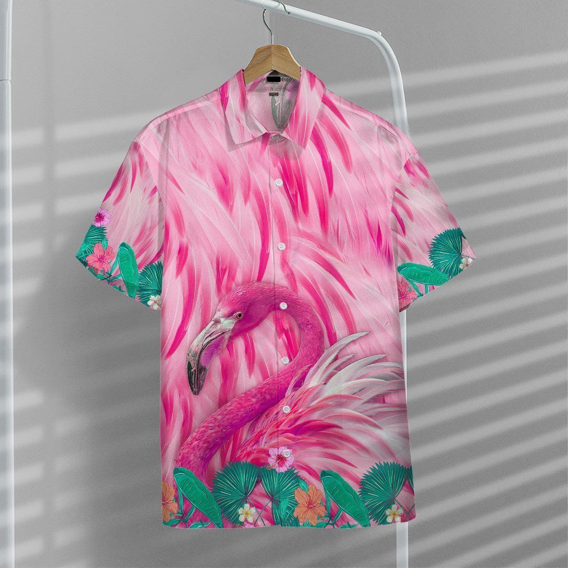 Cute Pink Flamingo Crazy Ornamental Hawaiian Shirt,Hawaiian Shirt Gift, Christmas Gift
