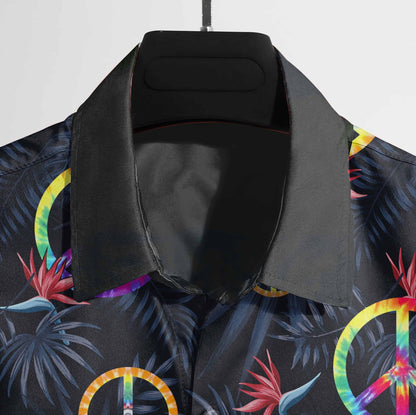 Hippie Tropical Sign Of Peace Design Hawaiian Shirt, Hawaiian For Gift