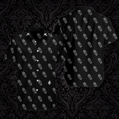 Seamless Coffin Black Goth Design Hawaiian Shirt,Hawaiian Shirt Gift, Christmas Gift