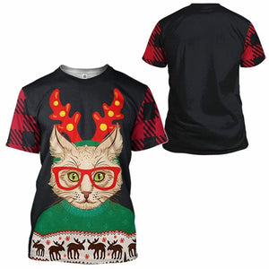 3D Christmas Cat Custom Tshirt Hoodie Apparel