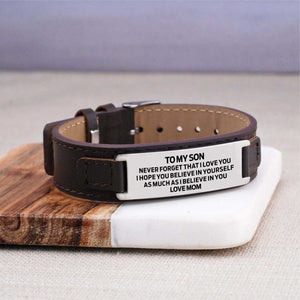 Mom To Son - I Believe In You Men's Leather Bracelet