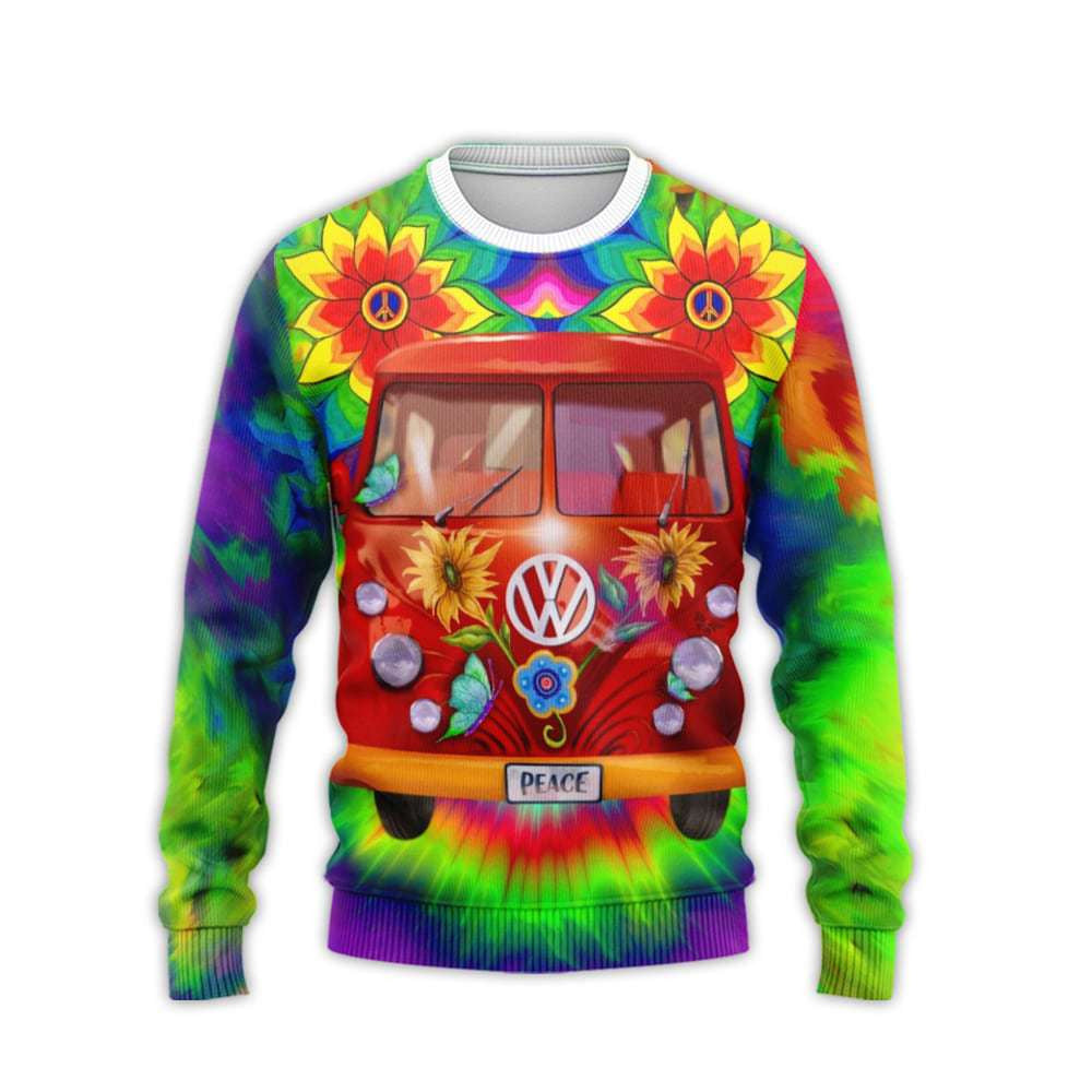 Hippie Bus Flower Theme Pretty Ornamental Hawaiian Shirt,Hawaiian Shirt Gift, Christmas Gift
