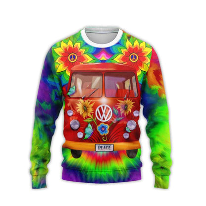 Hippie Bus Flower Theme Pretty Ornamental Hawaiian Shirt,Hawaiian Shirt Gift, Christmas Gift