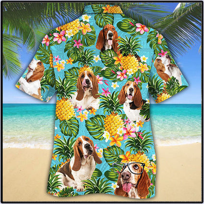 Basset Hound Dog Pineapple Hawaiian Shirt ,Hawaiian Shirt Gift, Christmas Gift