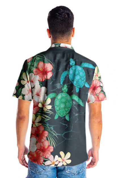 Turtar Farraige Cool Trópaiceach Agus Léine Bláth Haváí, Bronntanas Léine Haváí, Bronntanas Nollag