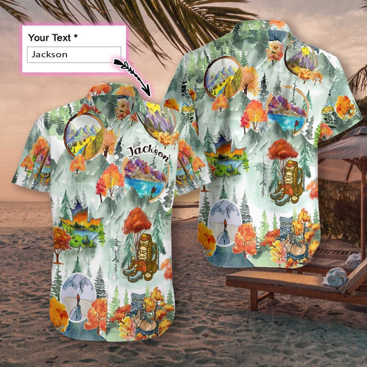 Hiking Beautiful Landscape Custom Name Hawaiian Shirt, Hawaiian For Gift