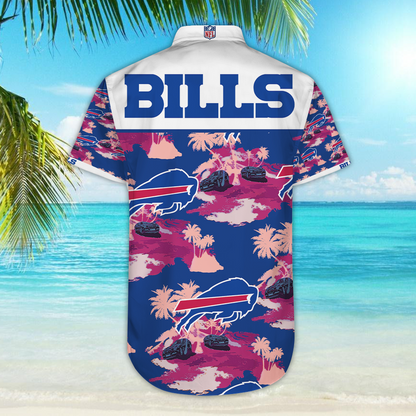 Buffalo Bills Hawaiian Button-Up Shirt,Hawaiian Shirt Gift, Christmas Gift