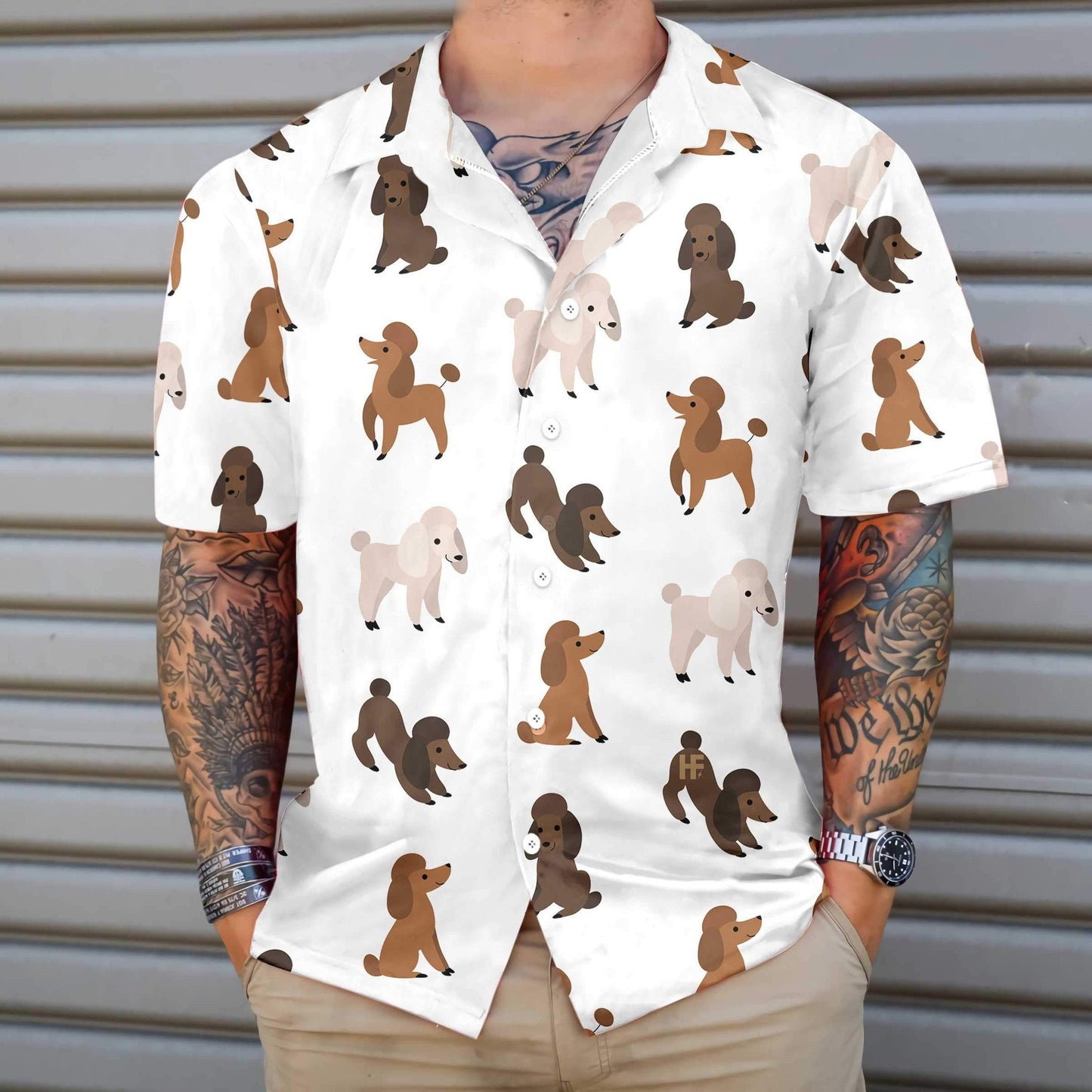 Love Puppies Run Around Poodle Design Hawaiian Shirt,Hawaiian Shirt Gift, Christmas Gift