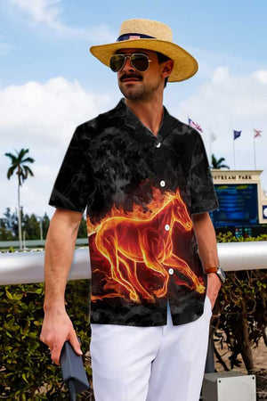 Wild Life Fire Horse Design Hawaiian Shirt, Hwaiian For Gift