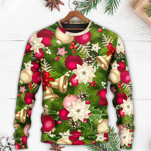 Christmas Fir Tree And Poinsettia Flowers Ugly Christmas Sweater, Christmas Gift, Gift Christmas 2024