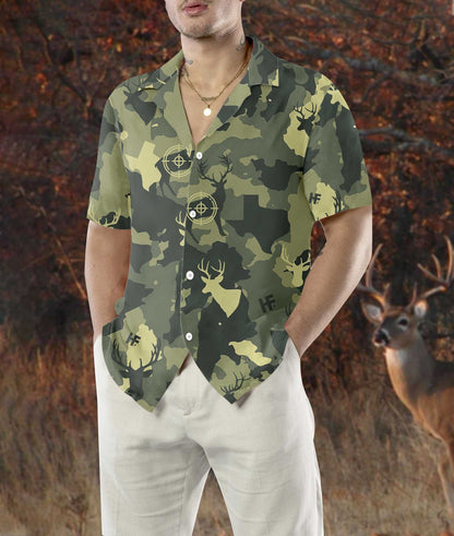Camouflage Deer Texas Gun Hunting Hawaiian Shirt, Hawaiian For Gift
