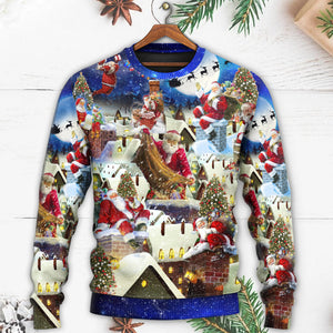 Christmas Up On Rooftop Santa's Busiest Night With Reindeer Ugly Christmas Sweater, Christmas Gift, Gift Christmas 2024