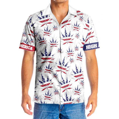 America Marijuana Leaf On White Design Hawaiian Shirt, Hawaiian For Gift