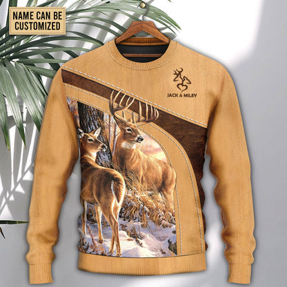 Deer Here Lives An Old Buck And His Sweet Doe Personalized Ugly Christmas Sweater, Christmas Gift, Gift Christmas 2024